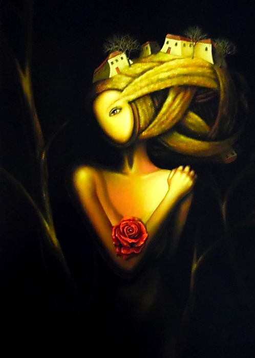 Madona s růží 75 x 60 cm