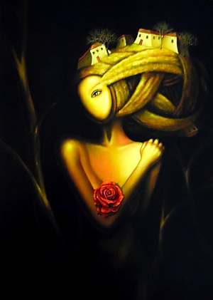 Madona s růží 75 x 60 cm